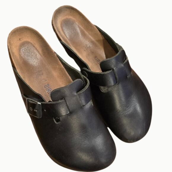 Vintage Birkenstock Boston Women's Sandal in Black Leather – EUC Size 10 - Picture 2 of 5